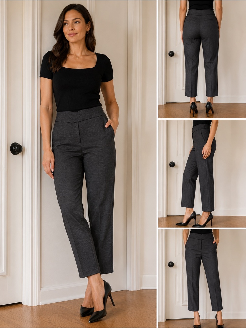 Dalia Straight Ankle Pants in Charcoal Gray